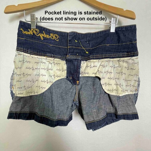 SALE! BABY PHAT Y2K Dark Denim Cuffed Shorts Size 13 Juniors - Picture 10 of 10